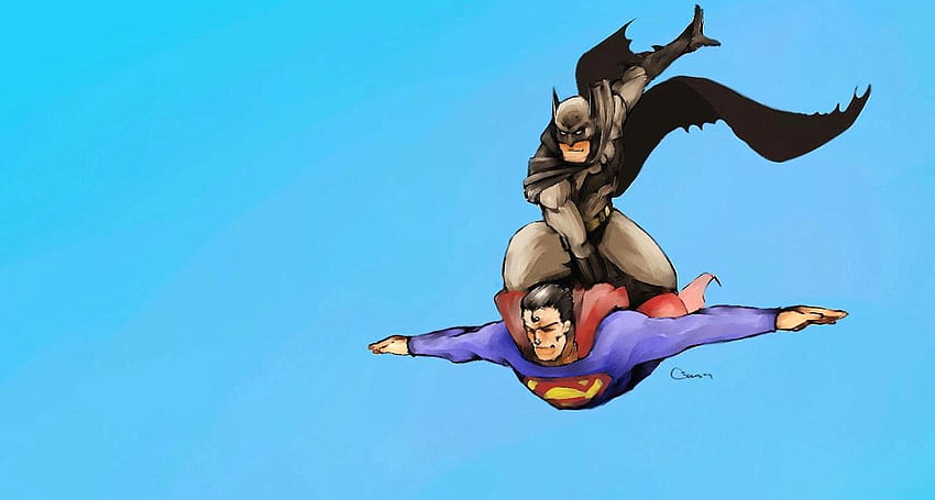 funny batman chiede un passaggio a superman 320 x 480 iPhone , Batman Funny iPhone Sfondo HD