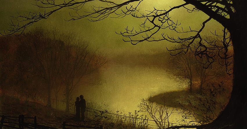 Gemälde John Atkinson Grimshaw – Nature Lakes HD-Hintergrundbild