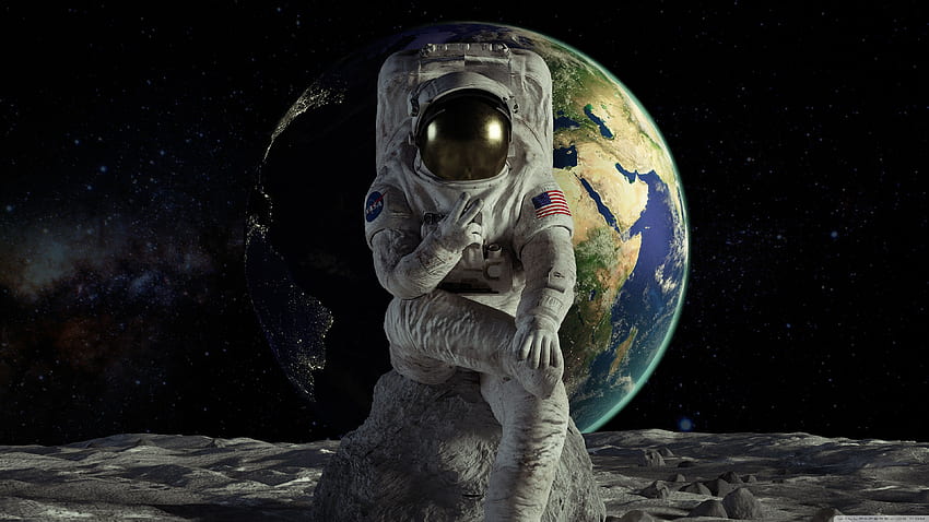 Astronaut on the Moon Victory ❤ HD wallpaper