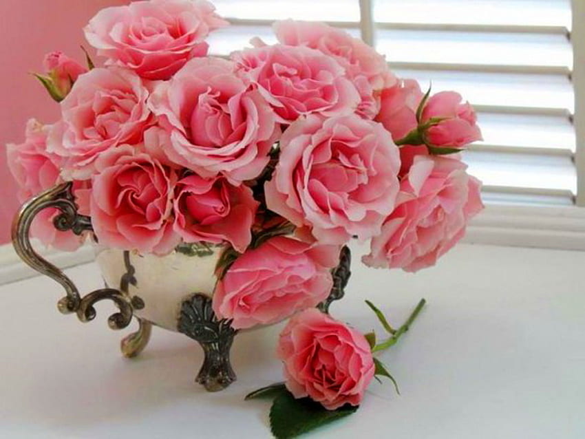 Rose per Ramy, rosa, rose, compleanno, regalo, arrangiamento Sfondo HD