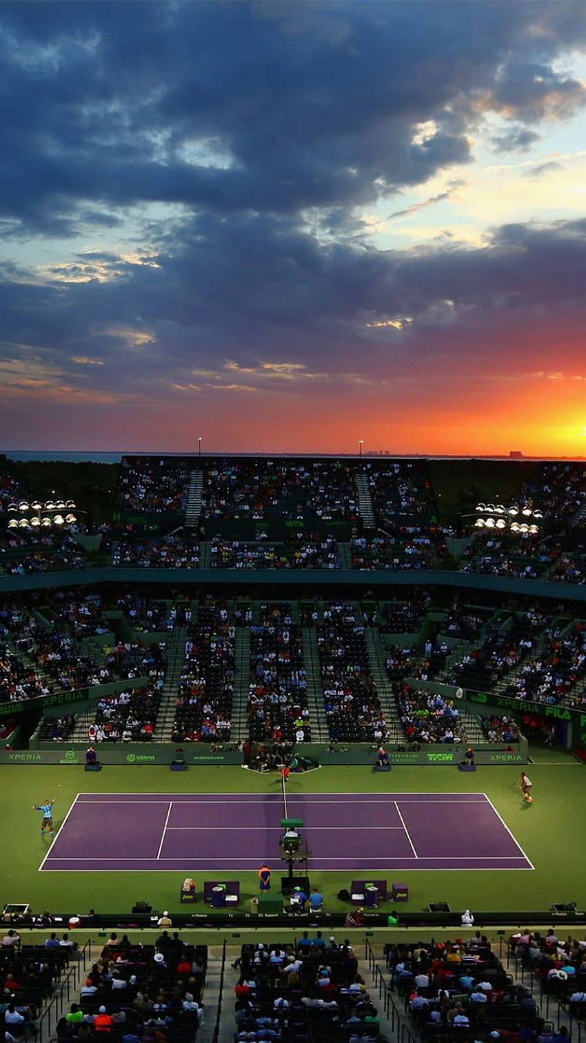 Cancha de tenis Miami Open Sunset Android fondo de pantalla del teléfono