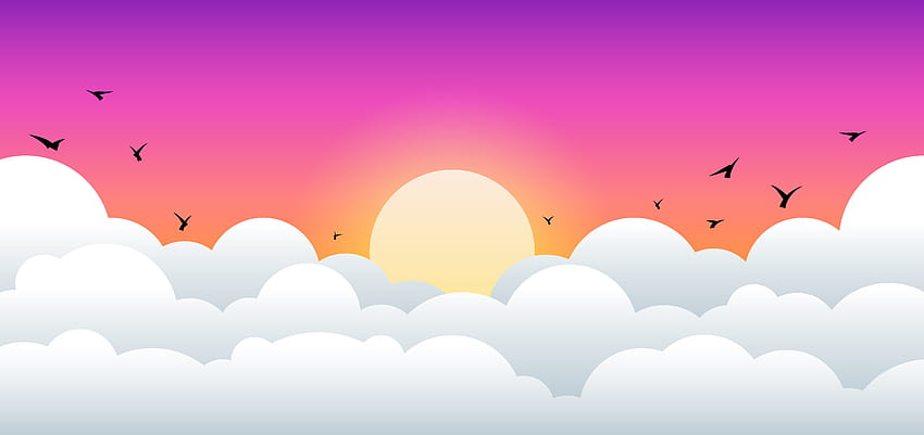 Sunrise and sunset landscape with clouds and birds design 1307792 Vector Art at Vecteezy HD wallpaper
