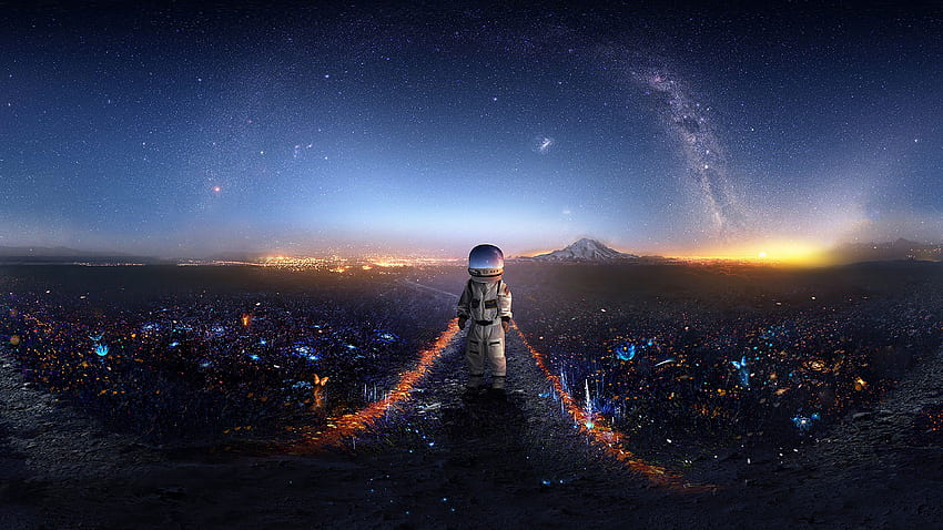 Astronauta, sztuka, wszechświat, gwiazdy, galaktyka, kosmonauta Tapeta HD