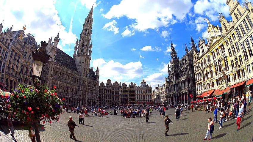 Grand Place Tourist Market in Brussels Belgium HD wallpaper
