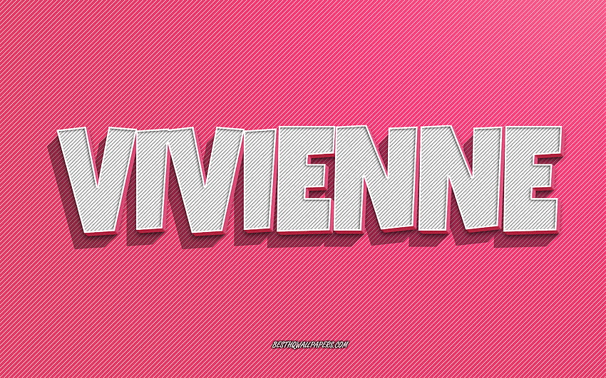 Vivienne, фон с розови линии, с имена, име Vivienne, женски имена, поздравителна картичка Vivienne, линейно изкуство, с име Vivienne HD тапет