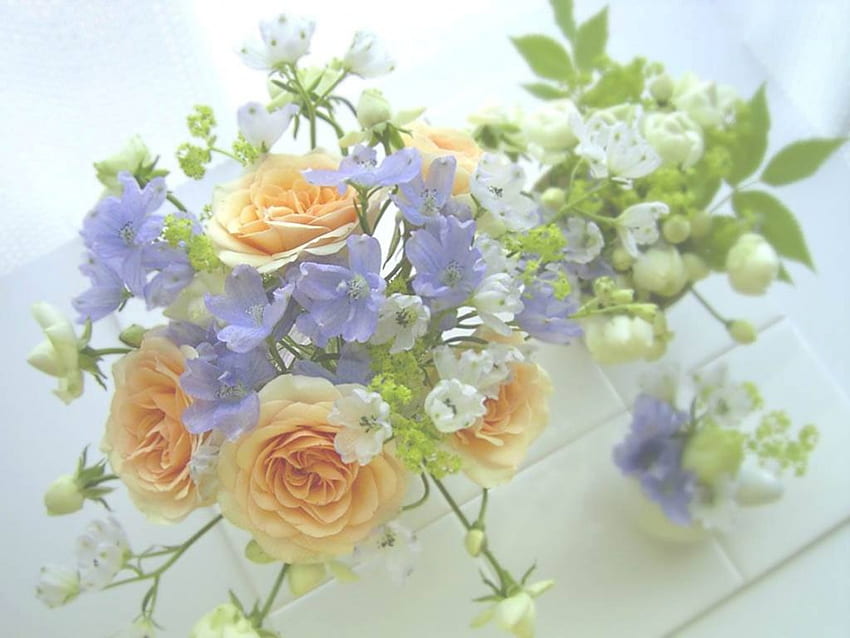 Bouquet de flores, buquê, flores, rosas, arte papel de parede HD