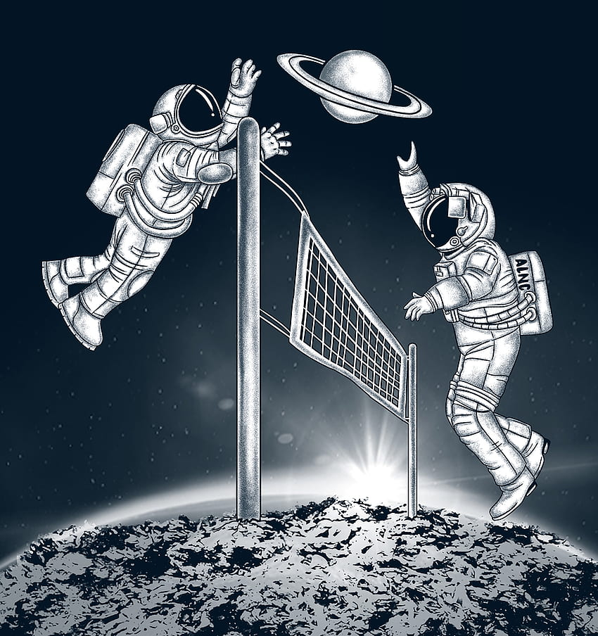 Art, Universe, Planet, Volleyball, Cosmonauts, Astronauts HD phone wallpaper