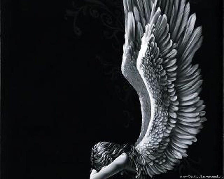 Angel Girl Wings Fantasy Alone Light Black White . Arka plan HD duvar kağıdı