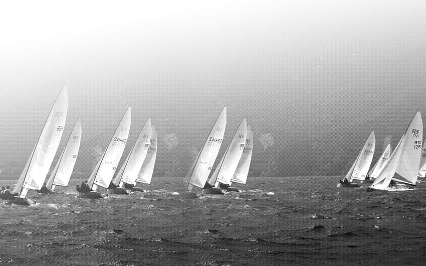 Vintage Sailing Race Black And White WIDE Sailing, Sailboat Racing HD wallpaper