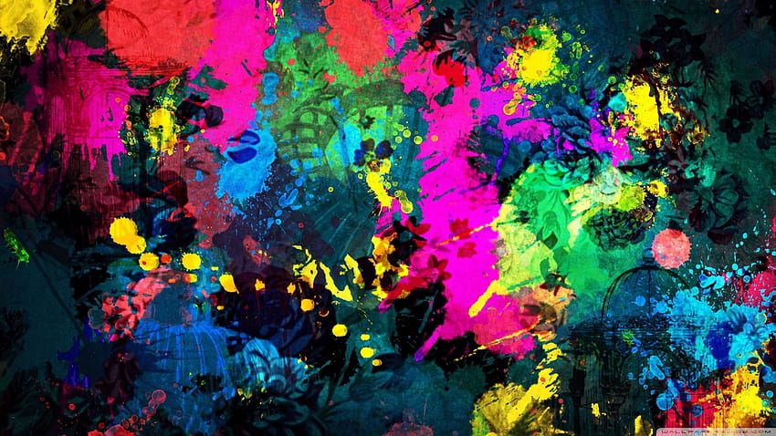 Colourful Paint Splatter ❤ dla Ultra, abstrakcyjnej farby w sprayu Tapeta HD