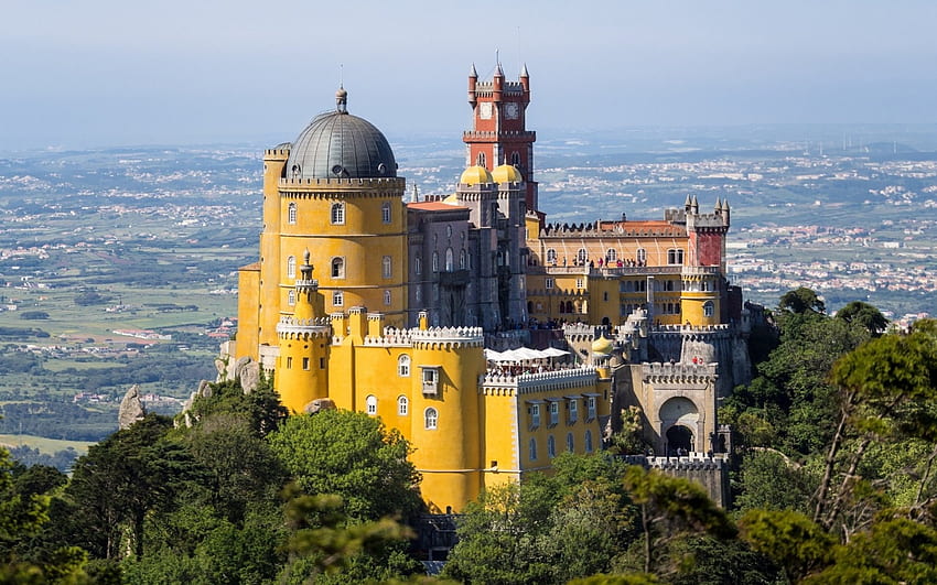 Pena Palace, Portugal, Landschaft, Gebäude, Schloss, Berg HD-Hintergrundbild