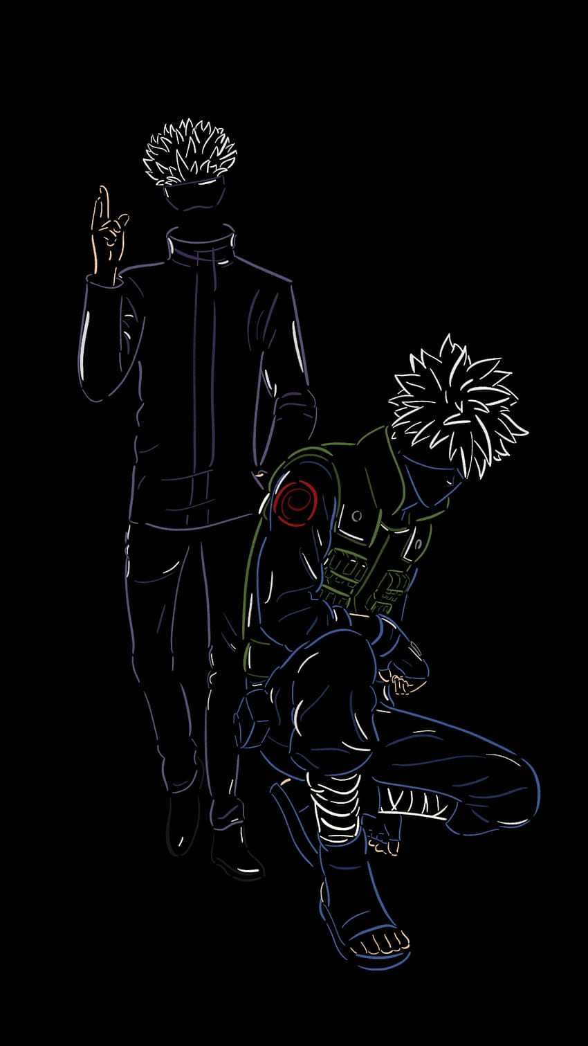 Kakashi und Gojo, Skelett, Kunst HD-Handy-Hintergrundbild