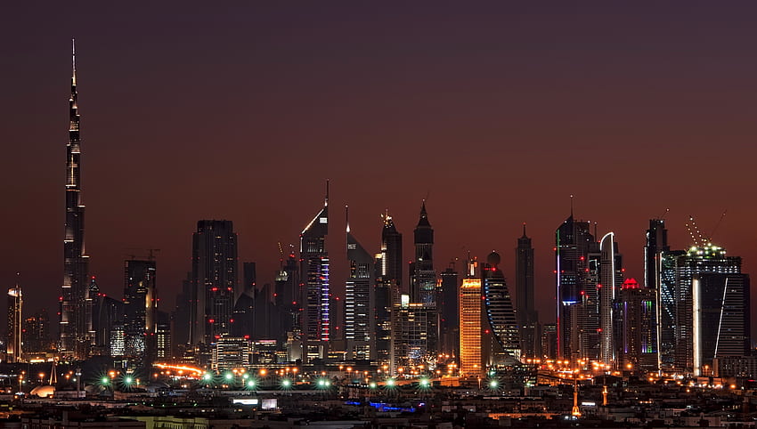 Cities, Houses, Night, Dubai, Skyscrapers, United Arab Emirates, Arab Emirates HD wallpaper