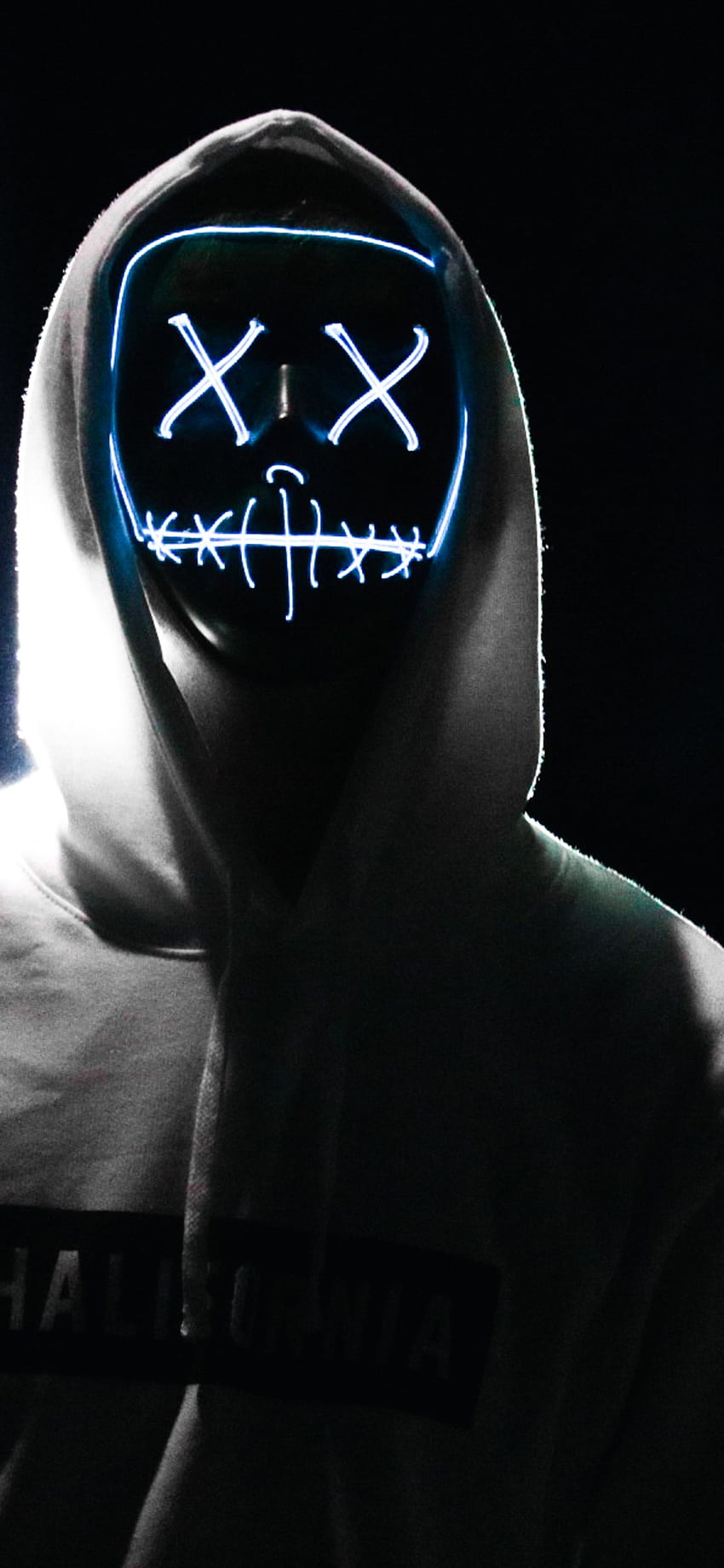Mężczyzna, Maska LED, Narkotyk, Noc, Anonim, Bluza z kapturem, AMOLED, grafika, Dope iPhone 5 Tapeta na telefon HD