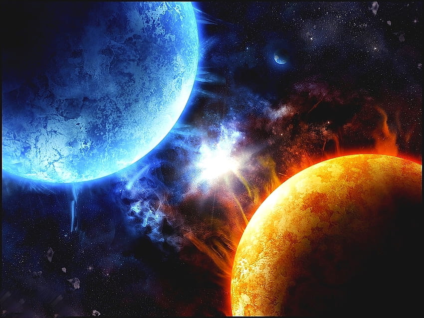 จักรวาลมหัศจรรย์ สีฟ้า สีสัน สี ดาวเคราะห์ จักรวาล อวกาศ สวย มืด วอลล์เปเปอร์ HD