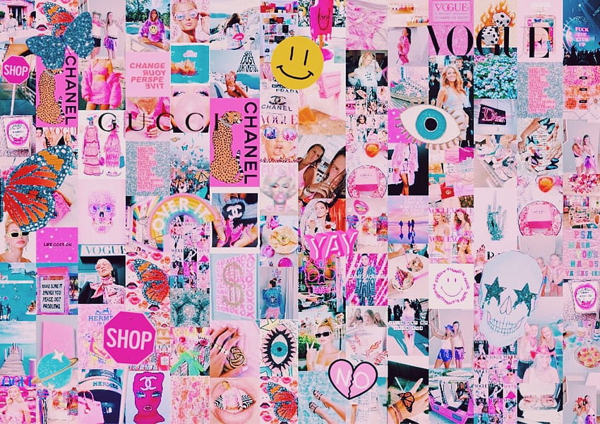 Preppy Wallpaper with Aesthetic Stickers