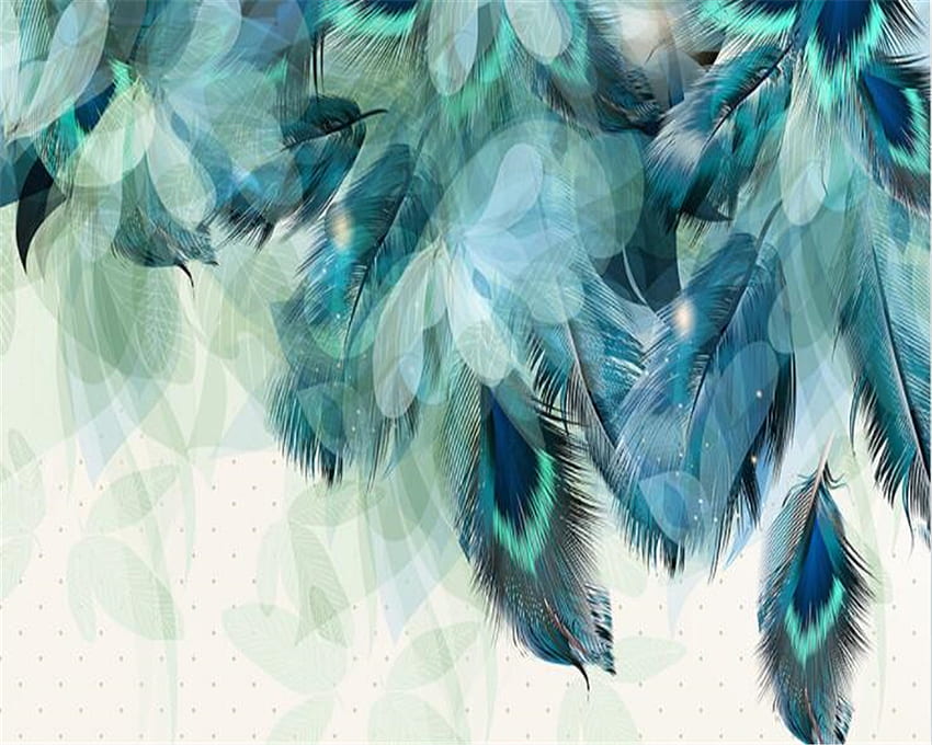 Beibehang ทีวีขนนกสีฟ้าสไตล์วินเทจที่ทันสมัย ​​[] สำหรับมือถือและแท็บเล็ตของคุณ สำรวจบลูเฟเธอร์ ขนนกสีฟ้า ขนนกสีรุ้ง ดอกไม้ขนนก วอลล์เปเปอร์ HD