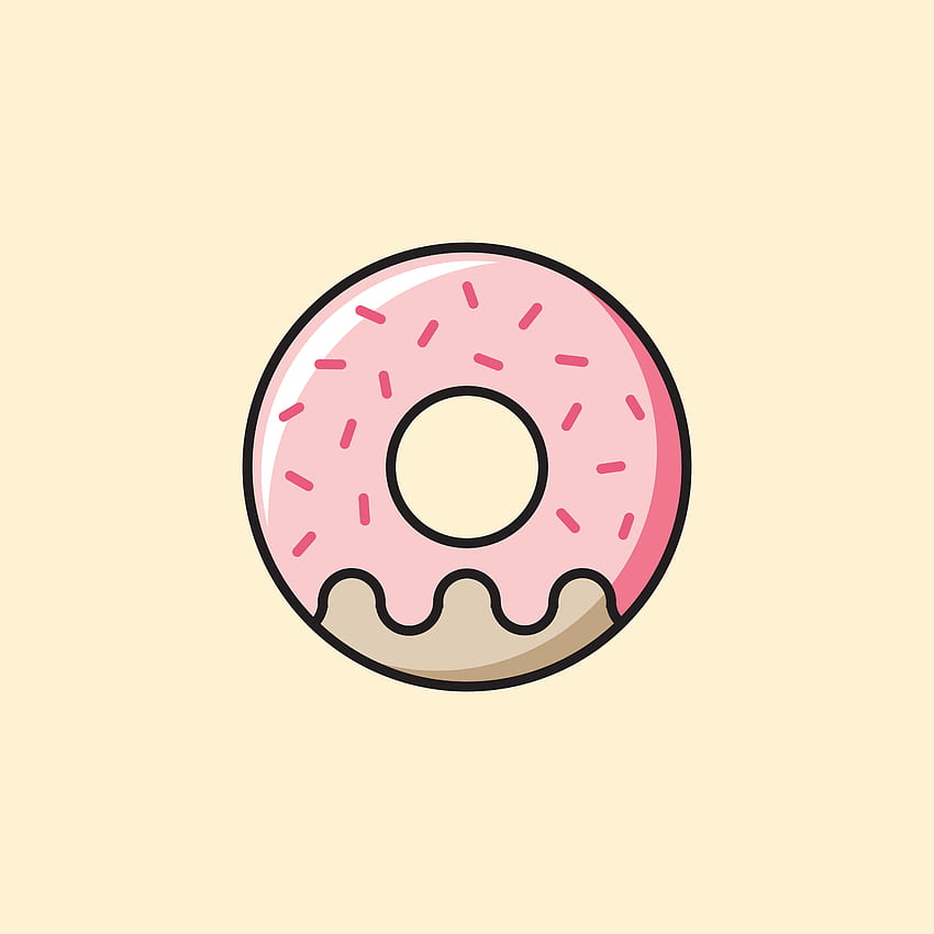 Cute Pink Donut Icon on Yellow Sticker by ennbe in 2021. Doodle drawings, Kawaii , Cute food art, Donut Pug HD phone wallpaper