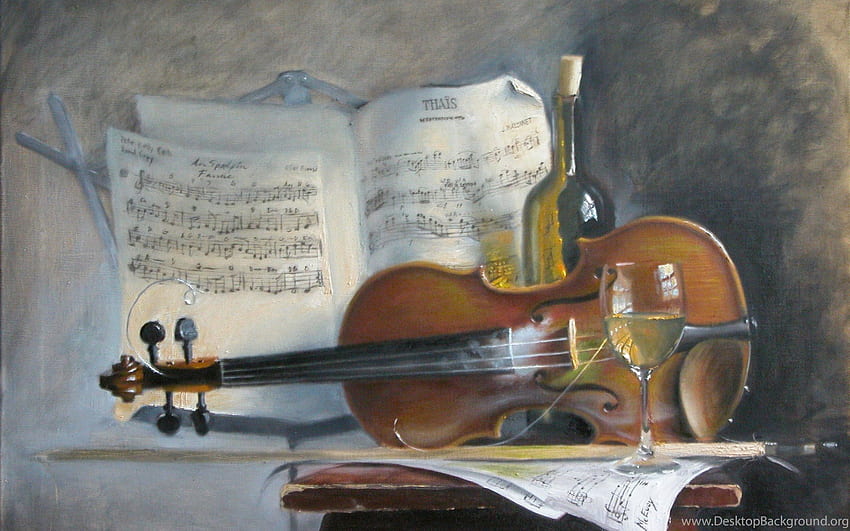 Painting Violin Art Music Background HD wallpaper