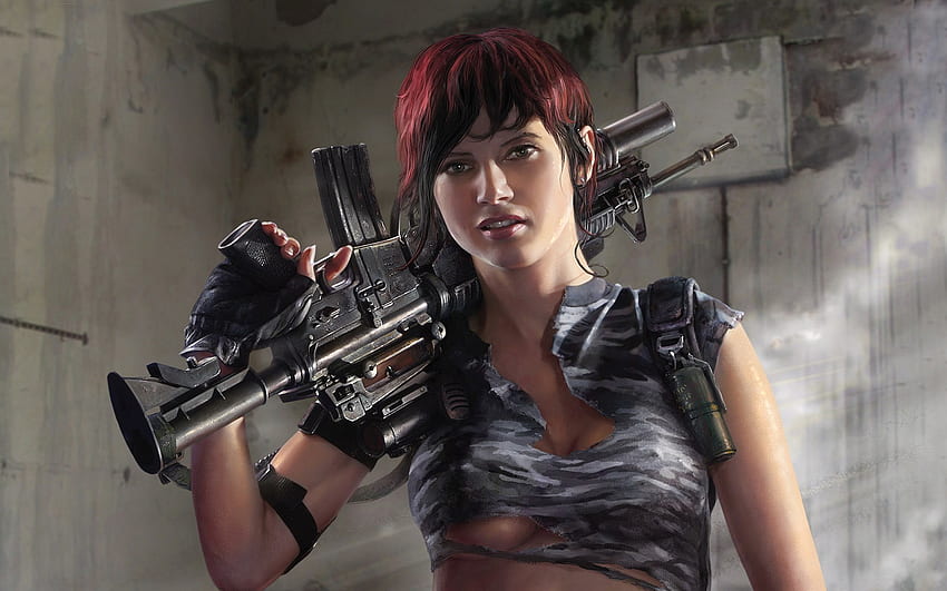 Women Guns Women, Guns, CGI, 3D, Girls HD wallpaper