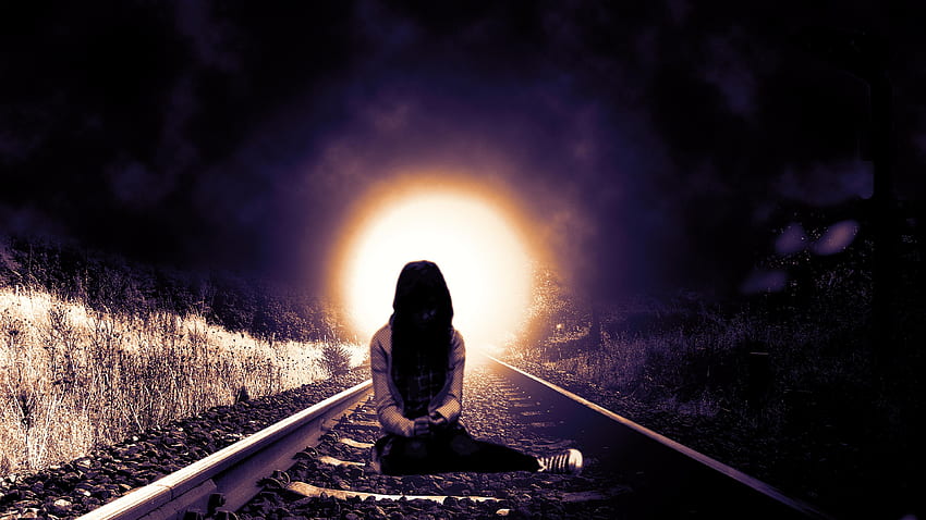 lonely, Mood, Sad, Alone, Sadness, Emotion, People, Loneliness, Solitude, Sorrow, Girl, Train, Tracks, Railroad, Suicide, Death, Emo / and Mobile Background HD wallpaper