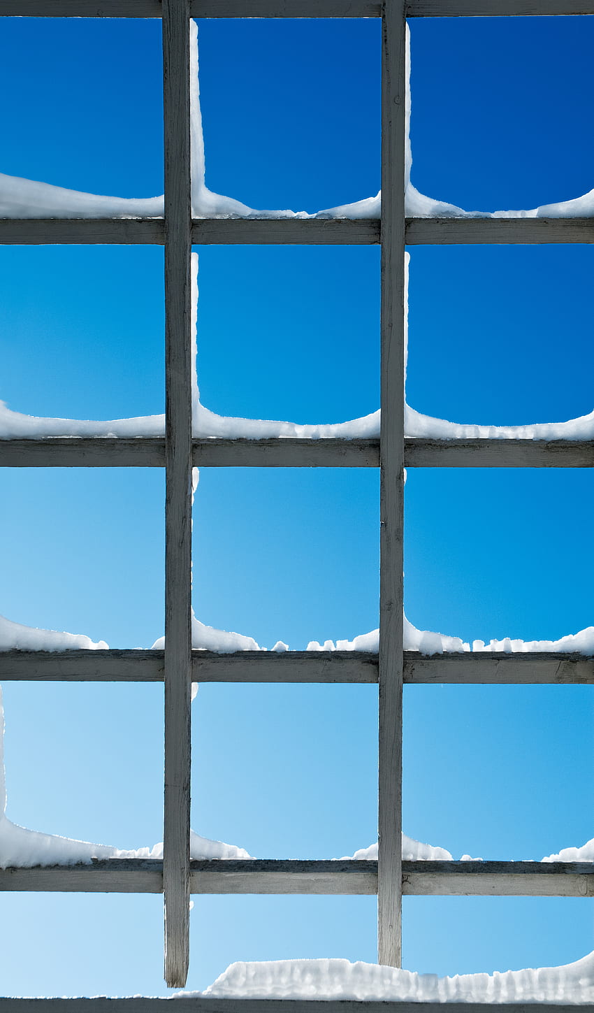 Sky, Snow, Minimalism, Window, Lattice, Trellis HD phone wallpaper