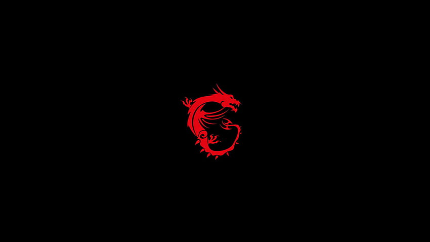 MSI Dragon Red Logo Czarne tło, czarno-czerwony smok Gaming Tapeta HD