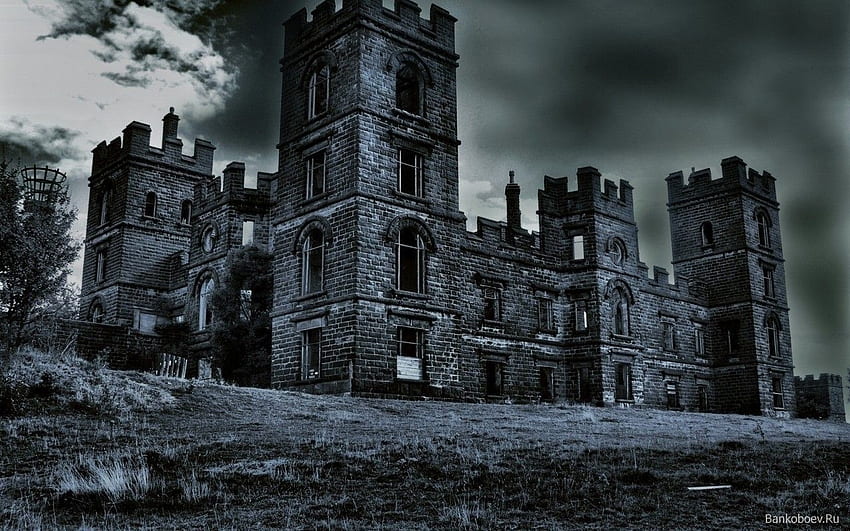istana kastil gelap langit gotik abu-abu gelap Wallpaper HD