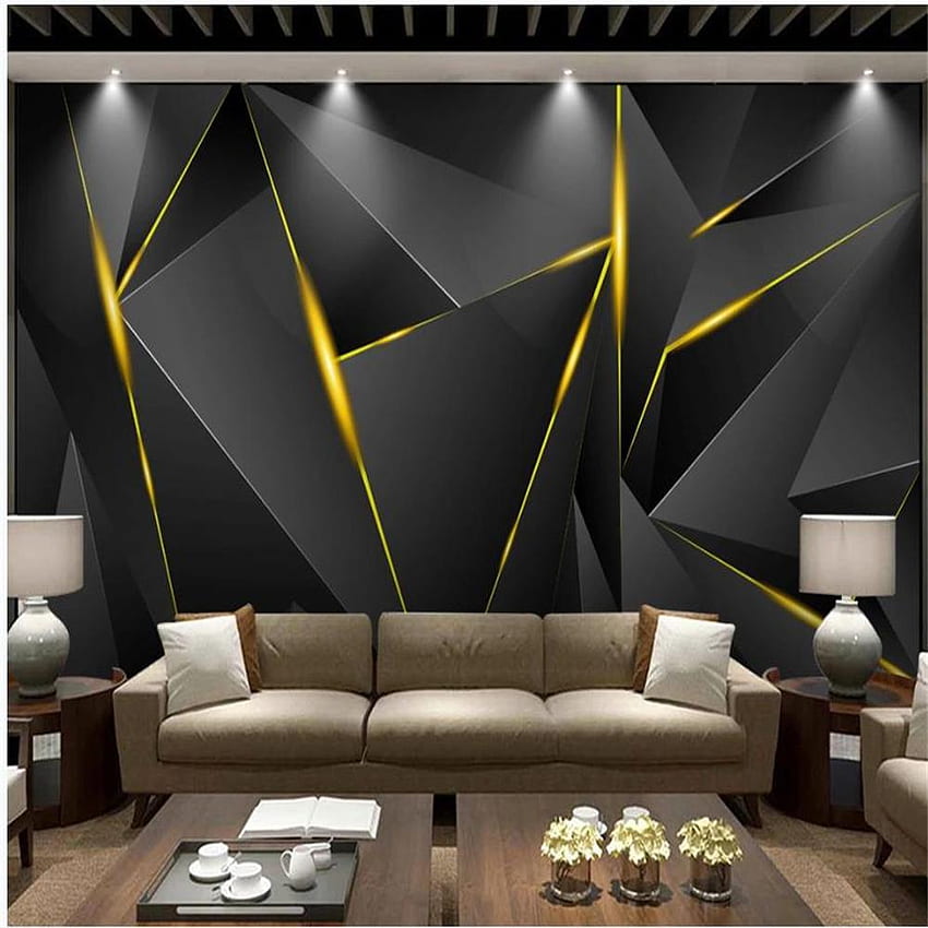 Niestandardowe nowoczesne czarne złoto atmosferyczne tło ścienne 3D tło ścienne malarstwo nowoczesne do salonu Tapeta na telefon HD