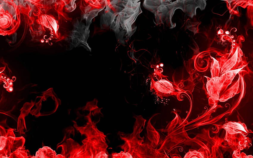 빨간 불 장미 꽃 검은 추상 - 검은색과 빨간색 배경 -, 추상 장미 HD 월페이퍼