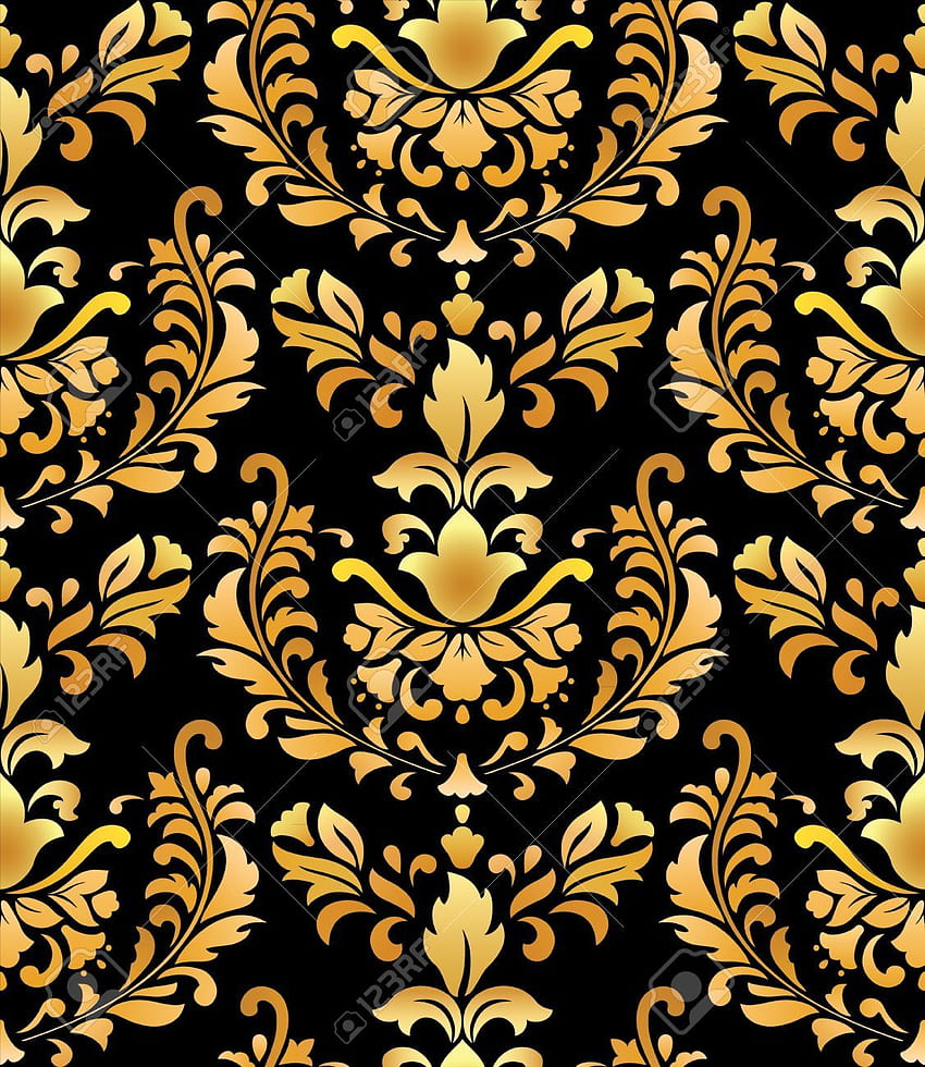 Black And Gold Damask, & background, Black White and Gold HD phone wallpaper