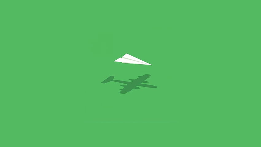 Paper Plane Minimalism Resolution, Minimalist Green HD wallpaper