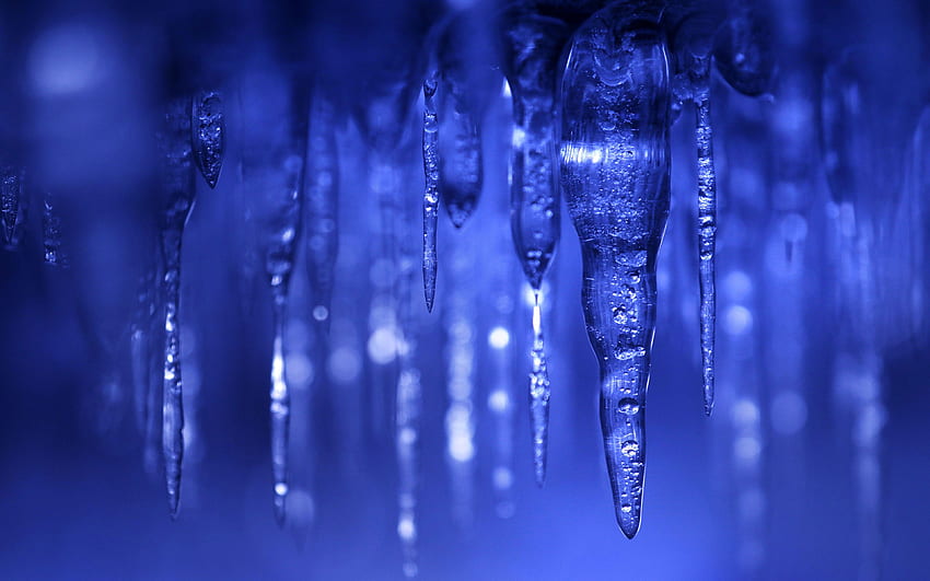 つらら、冬、青い光、氷のための解像度。 高品質 高画質の壁紙
