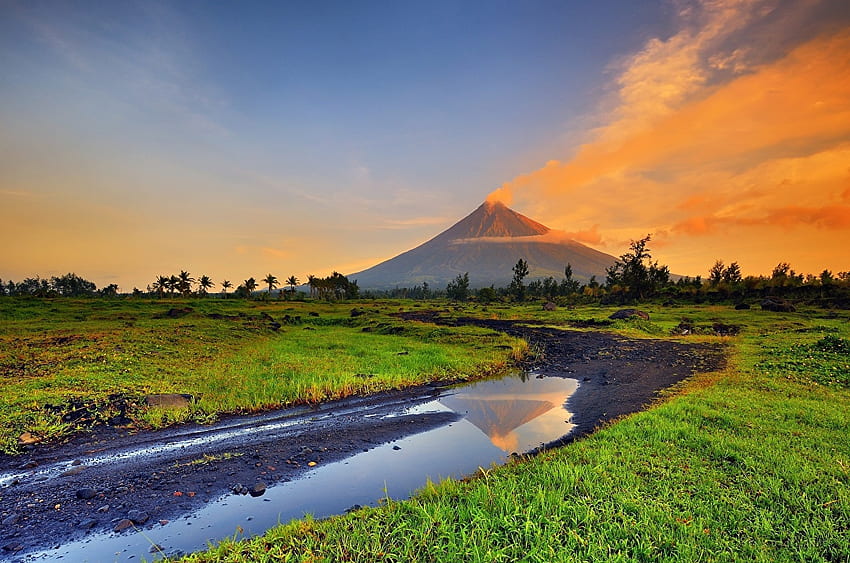 Philippines volcanoes Mayon Nature mountain Sky HD wallpaper