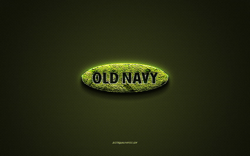 Лого на Old Navy, зелено творческо лого, лого на флорално изкуство, емблема на Old Navy, зелена текстура от въглеродни влакна, Old Navy, творческо изкуство HD тапет