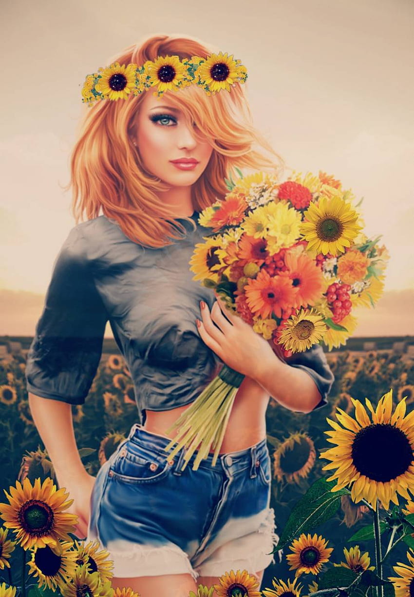 Sunflower Girl HD phone wallpaper