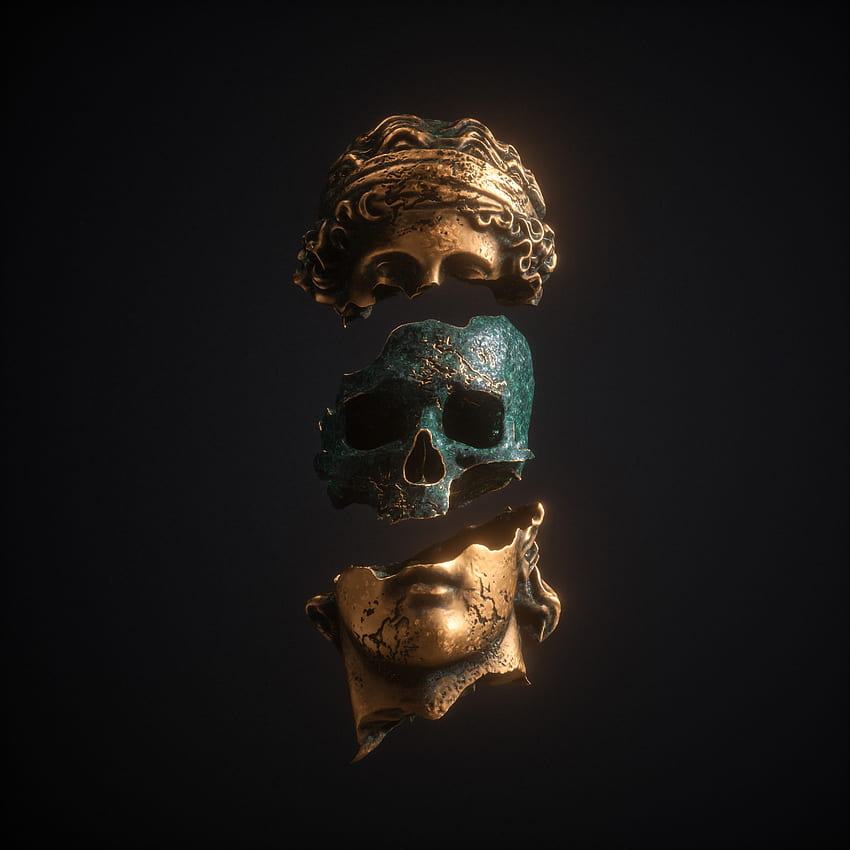 Skull inside statue, art HD phone wallpaper