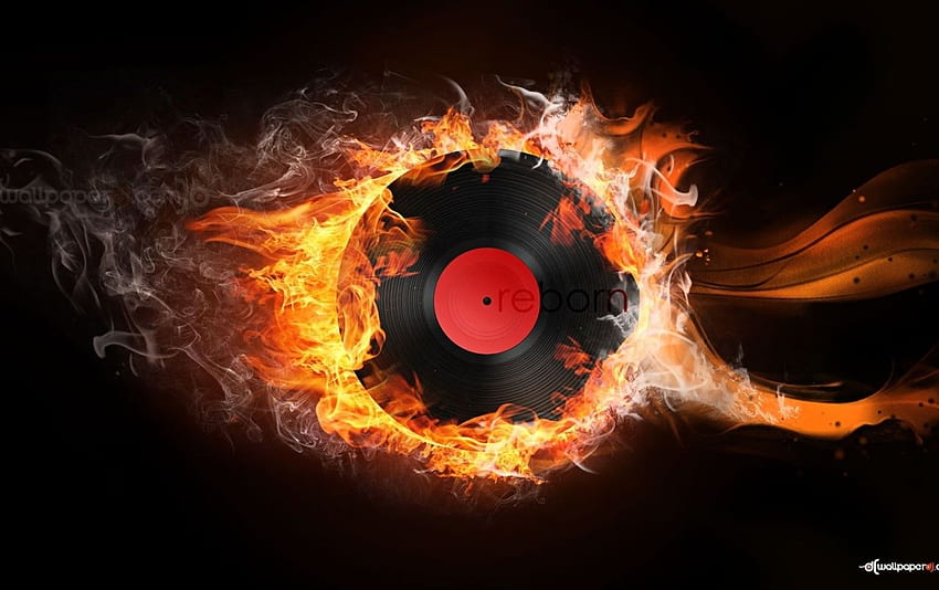 Original Burning Music Vinyl Love - 8 Ball On, Fire Aesthetic HD wallpaper