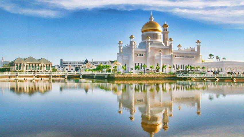Moschea del sultano Omar Ali Saifuddin Bandar Seri Begawan Brunei Asia Sfondo HD