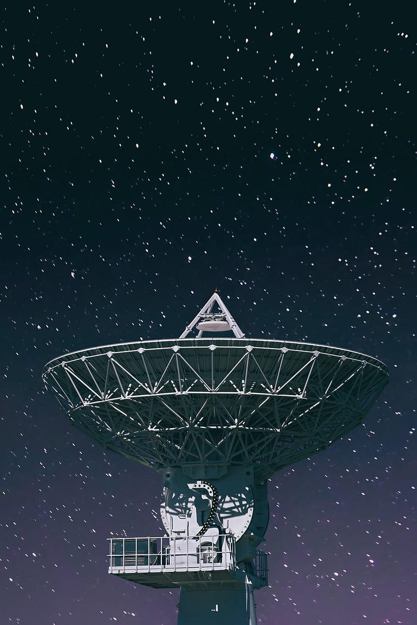 white satellite dish under starry night – on Unsplash HD phone wallpaper
