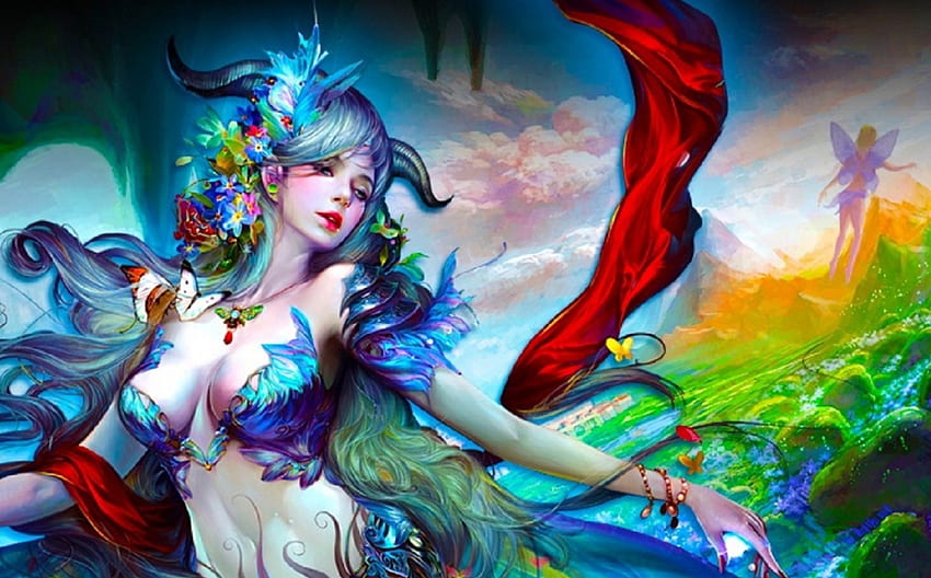 Fantasy Girl, colorful, digital, fantasy, art, beautiful, girl, woman HD wallpaper
