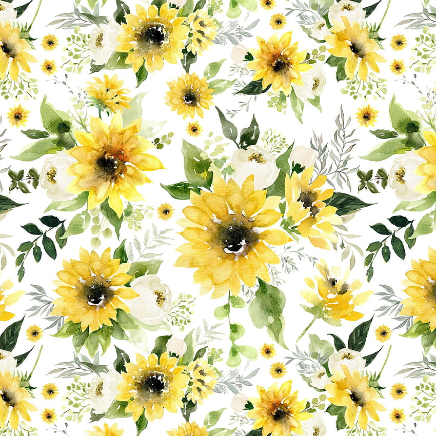 Sunflowers and Roses Fabric by the Yard. Quilting Cotton. Etsy. Sunflower , Sunflowers and roses, Floral watercolor HD phone wallpaper