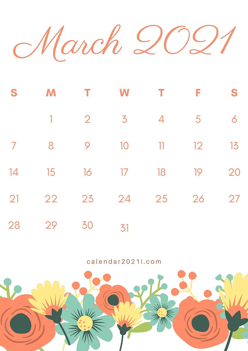 Miesięczne szablony kalendarza kwiatowego do wydrukowania. Kalendarz 2021 w 2020 r. Materiały do ​​wydrukowania kalendarza, szablony kalendarzy do wydrukowania, szablon kalendarza do wydrukowania, kalendarz marzec 2021 r. Tapeta na telefon HD