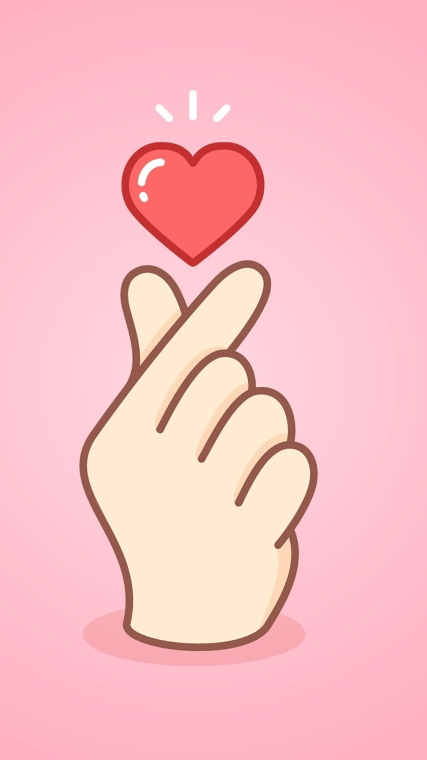 Finger Heart, Pink Background HD phone wallpaper