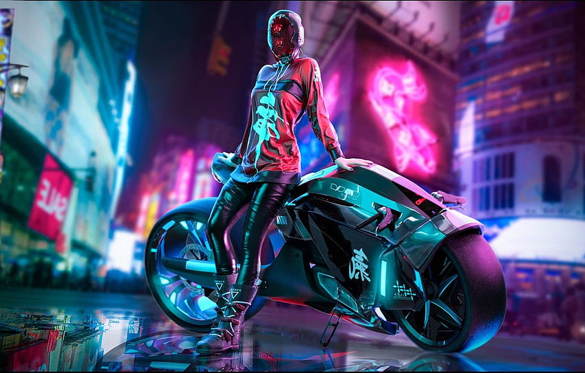 Neon Motorcycle HD wallpaper