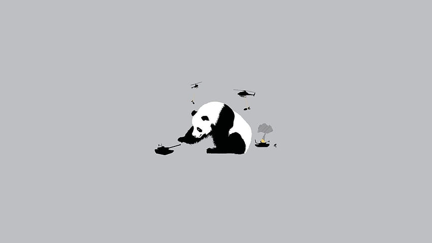 abstrakt, Krieg, Panzer, Pandabären, lustige Kunst, simpel, einfach, lustige minimalistische Kunst HD-Hintergrundbild
