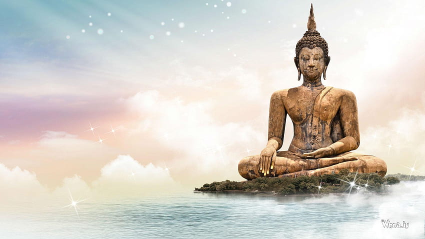 Lord Buddha Samadhi Statue With Blue Background Wallpaper
