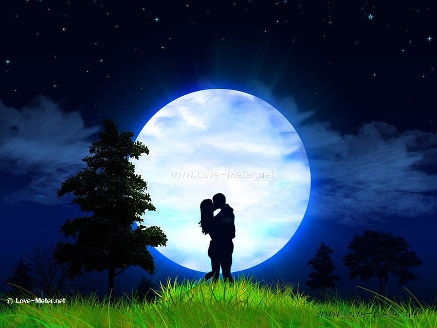 Love and Romance Love with Couples and Moonlight, Romantic Moon HD wallpaper