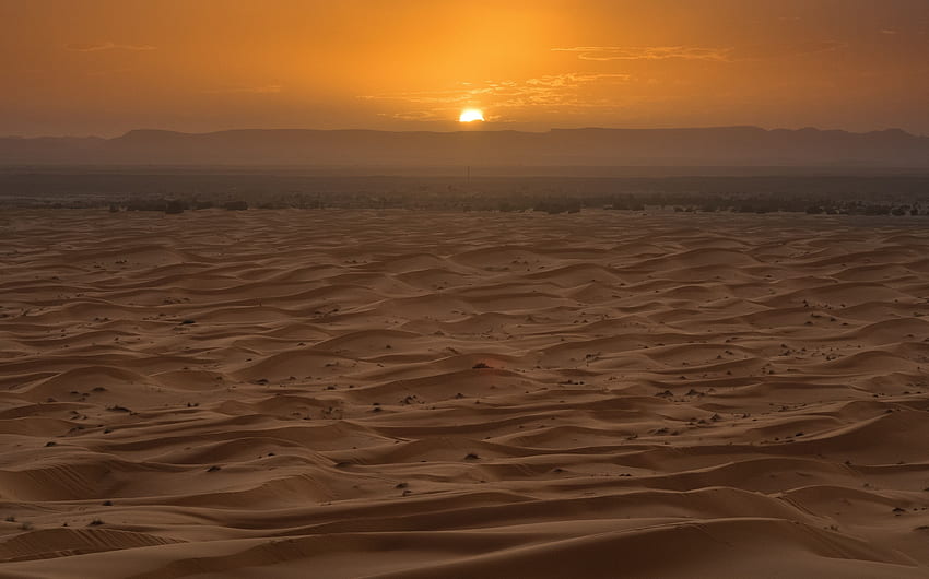 Morocco, desert, landscape, sunset, dunes HD wallpaper