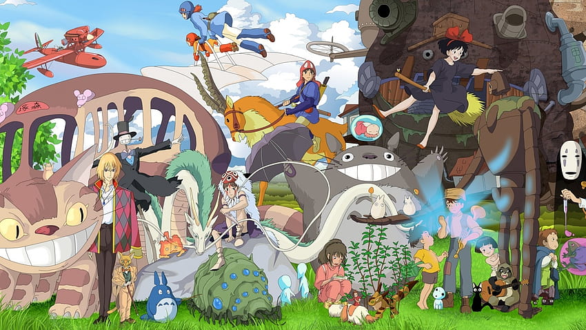 Miyazaki World, ghibli, howls, miyazaki, hayao, anime, spirited away, manga, kiki, totoro HD тапет